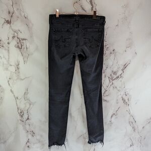 AG Adriano Goldschmied Jean Women 28 Black Frayed Super Skinny Legging Ankle